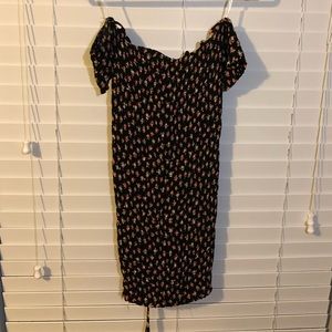 Black floral mini dress